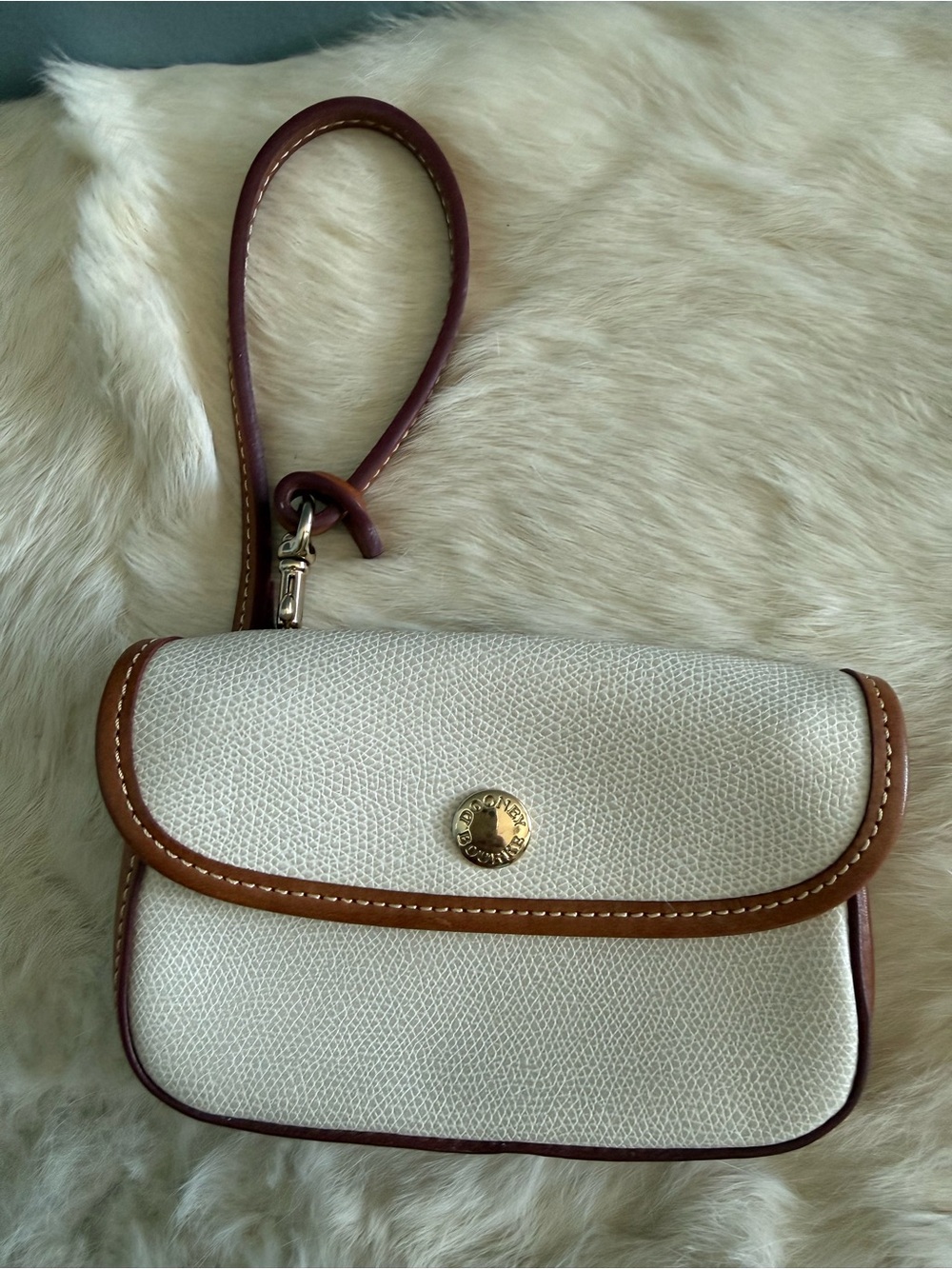 Dooney & Bourke Pebble Leather Snap Button Bristol Wristlet with Strap